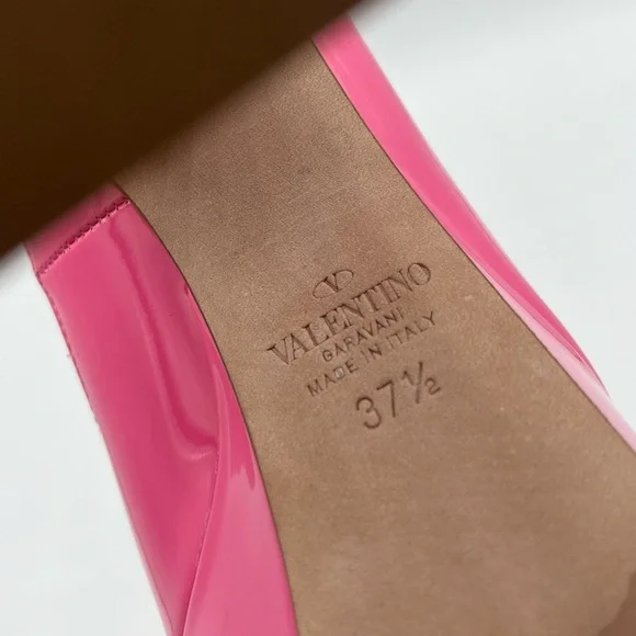 Valentino Tan-Go VLogo Pink Patent Leather Platform Block Heel Pumps - Picture 8 of 8